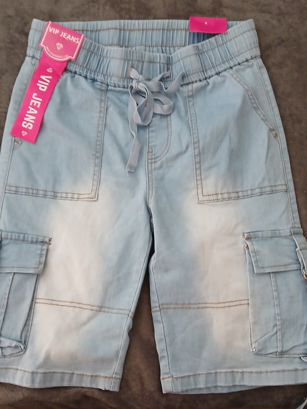 VIP Light Blue Cargo Shorts with Drawstring